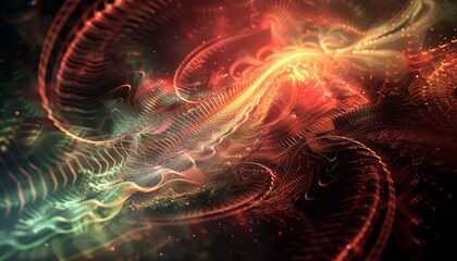 Fototapeta premium Colorful abstract wave with light trails and particles