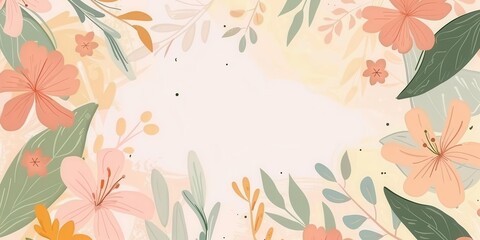 Obraz premium A floral border design with soft colors, ideal for invitations or greeting cards.