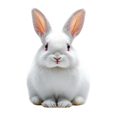 Obraz premium White Rabbit with Red Eyes, a striking white rabbit with vibrant red eyes, set against a clean white background, captivating and unique appearance