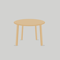 A simple round wooden table with four legs vector illustration