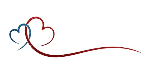 The symbol of a red and blue stylized hearts.
