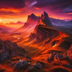 A breathtaking mountain landscape during sunset, vibrant colors, ultra-realistic 