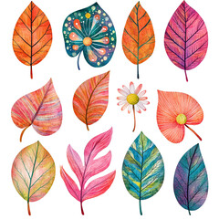 Fototapeta premium Groovy Thanksgiving Day Clipart Vector Illustration