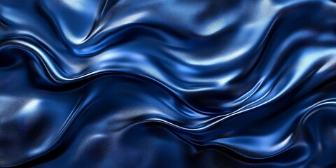 Fototapeta premium Blue silk fabric waves, abstract background, luxury texture