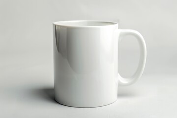 Obraz premium Empty White Coffee Mug Isolated on Light Background for Mockup, Mug mockup