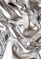 A Stunning Liquid Metallic Abstract Background with Dynamic Ripple Patterns in Sleek Metallic Hues, Perfect for Creating Modern and Eye-Catching Vertical Wallpapers. Generative Ai