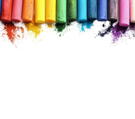 Colorful chalk on white background