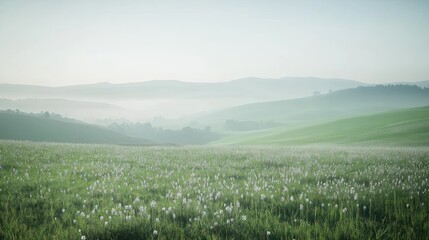 Fototapeta premium Misty Morning in the Tuscan Countryside: A Serene Landscape