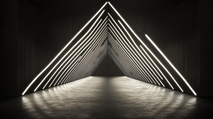 Abstract Neon Tunnel: A Glowing Path of Light and Dark