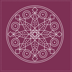 Indian Traditional and Cultural, Kolam, Rangoli, or Paisley vector line art. Bengal art India Tamil mandala Art 01 (59)