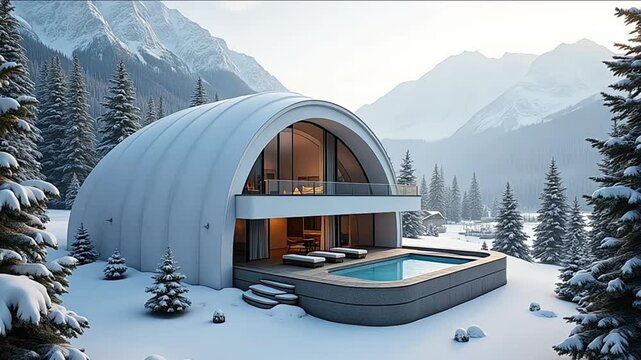 a modern villa designed in the shape of an igloo