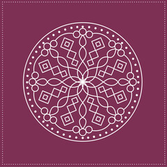 Indian Traditional and Cultural, Kolam, Rangoli, or Paisley vector line art. Bengal art India Tamil mandala Art 01 (59)