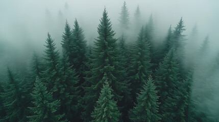 Fototapeta premium winter forest in the fog