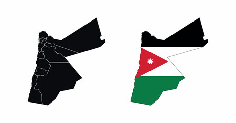 Jordan Map vector icon. Map of Jordan in Flag colors.