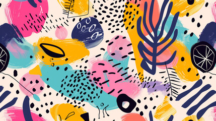 Vibrant abstract pattern with various shapes and colors 