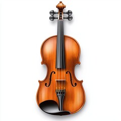 Fototapeta premium Isolated on white, watercolor illustration of a violin with elegant golden-brown wood tones, flowing artistic brushstrokes