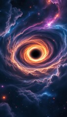 Obraz premium Cosmic Swirl of Nebulous Clouds and the Glowing Core of a Black Hole