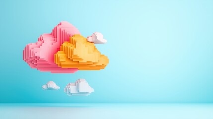 Retro Pixelated 3D Cloud: Nostalgic Video Game Style
