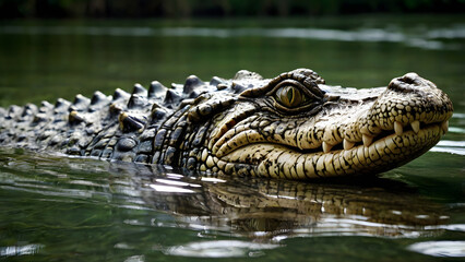 Obraz premium Crocodile in the water with its mouth open and eyes wide open
