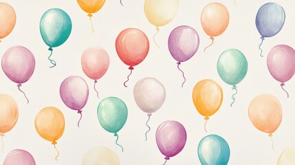Pastel Watercolor Balloons Background Festive Party Celebration Design Birthday Decor