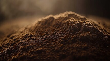 Intense Aromatic Coffee Powder, Rich Brown Hues, Gourmet Coffee Beans Ground,  Premium Coffee Texture, Dark Roasted Coffee Grounds