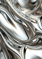 A Stunning Liquid Metallic Abstract Background with Dynamic Ripple Patterns in Sleek Metallic Hues, Perfect for Creating Modern and Eye-Catching Vertical Wallpapers. Generative Ai