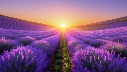 Obraz premium lavender field at sunset