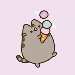 Pusheen cat playing ice cream
