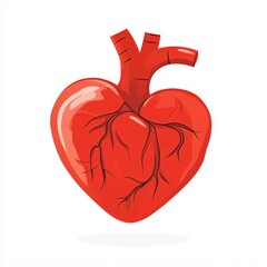 Anatomical Heart Icon with Detailed Veins and Bold Red Design