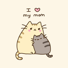 Pusheen cat I love my mom