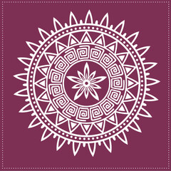 Indian Traditional and Cultural, Kolam, Rangoli, or Paisley vector line art. Bengal art India Tamil mandala Art 