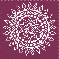Indian Traditional and Cultural, Kolam, Rangoli, or Paisley vector line art. Bengal art India Tamil mandala Art 