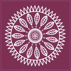 Indian Traditional and Cultural, Kolam, Rangoli, or Paisley vector line art. Bengal art India Tamil mandala Art 