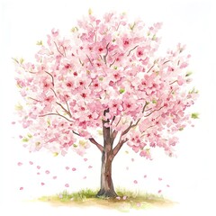 A vibrant cherry blossom tree in full bloom, symbolizing beauty and nature's spring.