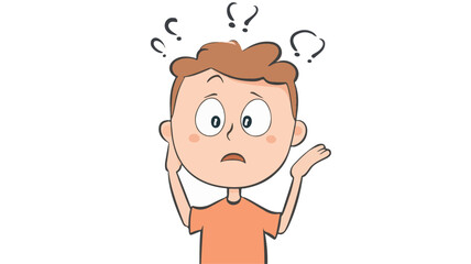 Confused Man Surrounded by Colorful Question Marks on a White Background Vector Art & Illustration by Rasel