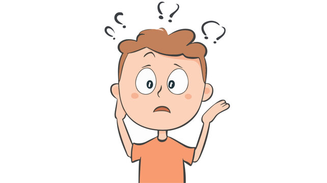 Confused Man Surrounded by Colorful Question Marks on a White Background Vector Art & Illustration by Rasel
