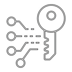 Cyber security key line icon design. Digital key pixel perfect linear icon. key icon sing vector illustration. 