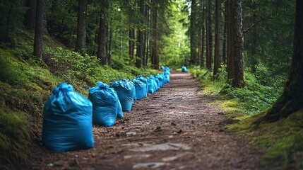Nature Cleanup: Bags of Litter Removed from Forest Trail
