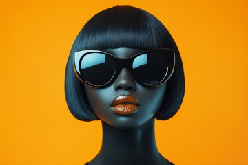 Commercial marketing concept pattern artwork. Attractive calm black girl - for ads, marketing material and online banner marketing use. Short hairdo - straight hair. Black girl fashion shoot.