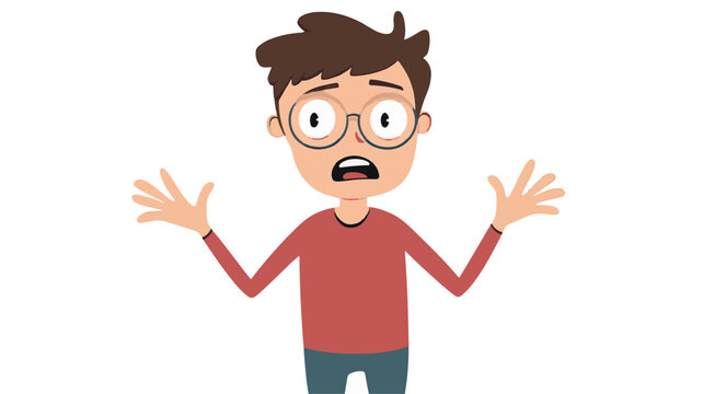 Confused Man Surrounded by Colorful Question Marks on a White Background Vector Art & Illustration by Rasel