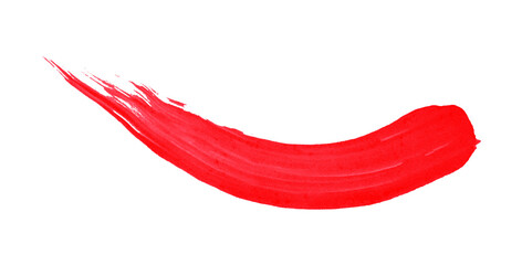 Hand drawn red brush stroke isolated on transparent background.