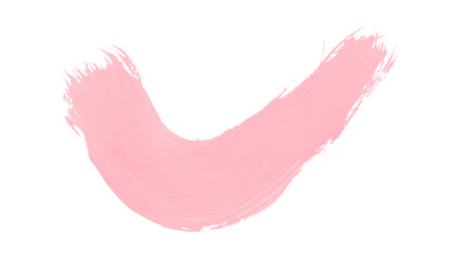 Hand drawn pink brush stroke isolated on transparent background.