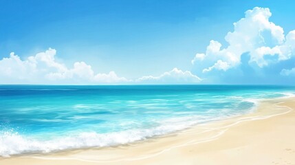 Fototapeta premium Soothing Blue Ocean Gradient, a calming wallpaper featuring a serene ocean view blending into the horizon, perfect for tranquil spaces.