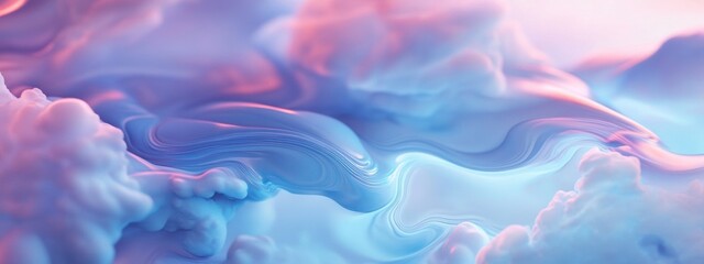 Fototapeta premium Serene Blue Sky Gradient, a tranquil wallpaper featuring a peaceful cloud-filled sky with smooth, flowing blue tones for a calming atmosphere