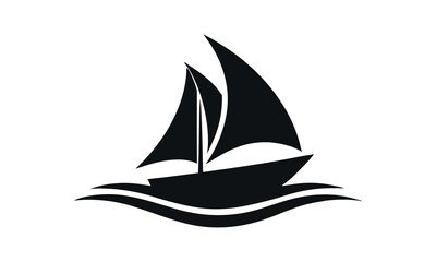 sailboat silhouette vector design for logo icon