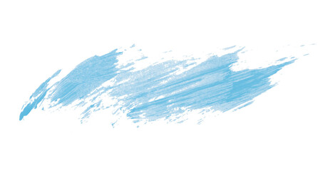 Hand drawn light blue brush stroke isolated on transparent background.