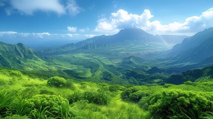 Obraz premium Majestic Mountain View with a Rainbow