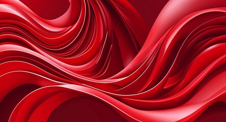 Organic flowing curves in red hues that move fluidly across the background creating a sense of rhythm in red illustration background