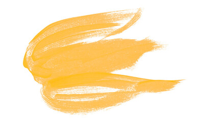 Hand drawn yellow brush stroke isolated on transparent background.