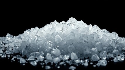 A glistening pile of crushed ice cubes, capturing the essence of frozen water in its purest form.